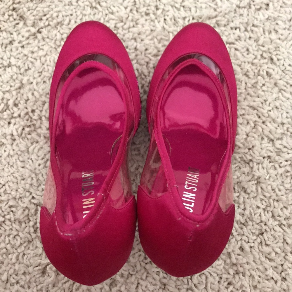 Fuchsia Round Told Glittering Platform Pumps - image 3